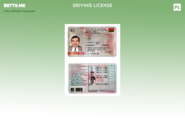 Шаблон за возачка дозвола од Белорусија во модерен стил